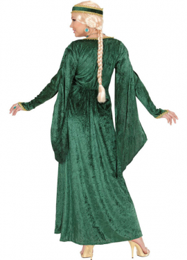 Fato de rainha renascentista de veludo verde feminino Fato de rainha renascentista de veludo verde feminino