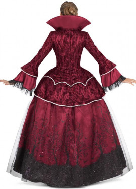 Fato de Rainha Vampira Borgonha com anágua para mulher Fato de Rainha Vampira Borgonha com anágua para mulher