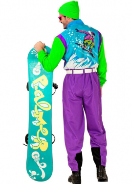 Fato de Snowboarder lilás e verde fluorescente para adulto Fato de Snowboarder lilás e verde fluorescente para adulto