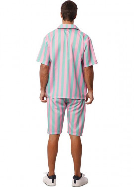 Pink and blue striped surfer costume for men Pink and blue striped surfer costume for men