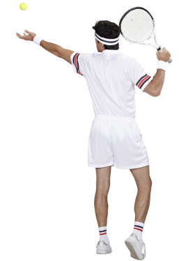 Fato de tenista branco com bandana para homem Fato de tenista branco com bandana para homem