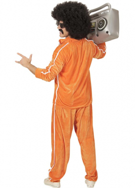 Traje esportivo de veludo laranja dos anos 80 para homens Traje esportivo de veludo laranja dos anos 80 para homens