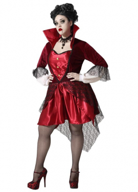 Fato de vampiro vermelha para mulheres