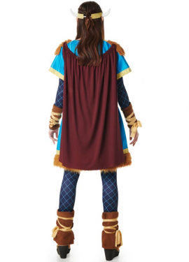 Fato Viking Azul com Capa para Mulher Fato Viking Azul com Capa para Mulher