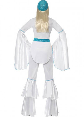 Weiß-blaues Super Trouper Disco Kostüm für Damen