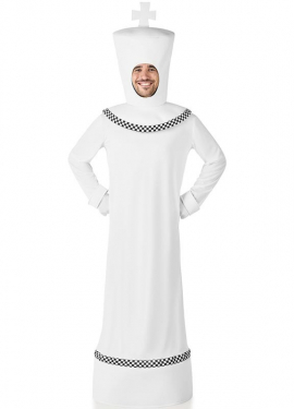 Fato de xadrez duplo rainha e rei branco para adulto Fato de xadrez duplo rainha e rei branco para adulto