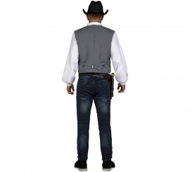 Colete ou traje de cowboy cinza para homem