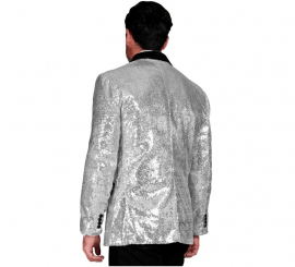 Casaco de festa prateado e preto para homem Casaco de festa prateado e preto para homem