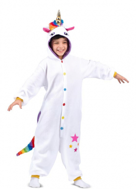 Fato de unicórnio branco ou pijama com capuz para criança Fato de unicórnio branco ou pijama com capuz para criança