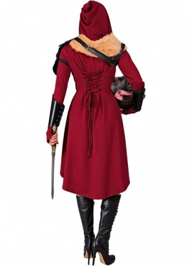 Red Medieval Costume or Dress with Hood for Women Red Medieval Costume or Dress with Hood for Women