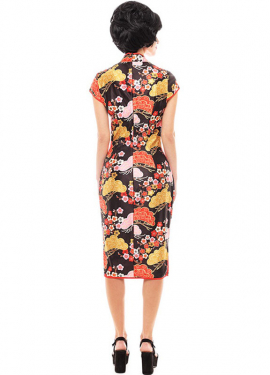 Fato de vestido chinês floral Shanghai Qipao feminino Fato de vestido chinês floral Shanghai Qipao feminino