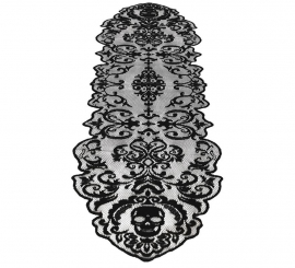 Skulls Lace for Table black 180x35 cm
