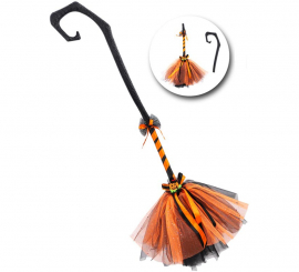Black and Orange Pumpkin Witch's Broom 80 cm Black and Orange Pumpkin Witch's Broom 80 cm