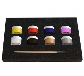 Fiesta Liquid Makeup Set: 8 cores x 10gr, pincel e brochura Fiesta Liquid Makeup Set: 8 cores x 10gr, pincel e brochura