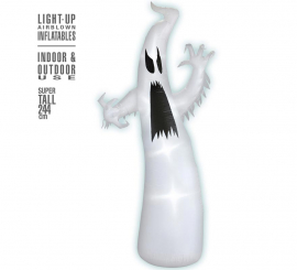 Fantasma Auto Inflável de Halloween com Iluminação de 244 cm