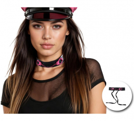 Choker with pink handcuffs