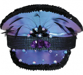 Gorra de Policía morada con Plumas adultos