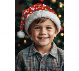 Chapéu vermelho estampado de Natal para crianças Chapéu vermelho estampado de Natal para crianças