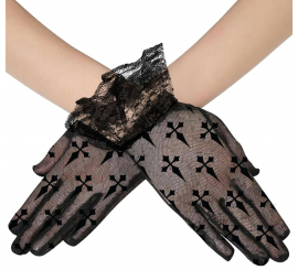 Black Openwork Gloves with 22 cm Crosses