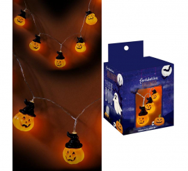 Garland of 10 Pumpkins with Hats and 150 cm LEDs Garland of 10 Pumpkins with Hats and 150 cm LEDs