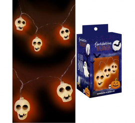 Garland of 10 Skulls with 150 cm LED Lighting Garland of 10 Skulls with 150 cm LED Lighting