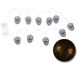 Guirlanda de LED com caveira do Dia dos Mortos de 150 cm Guirlanda de LED com caveira do Dia dos Mortos de 150 cm