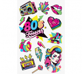 Hoja de Tatuajes Años 80 de 14x30 cm