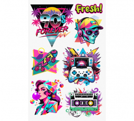 Hoja de Tatuajes Años 90 de 14x30 cm