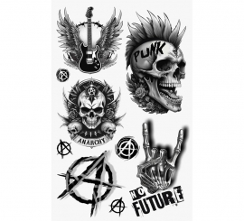 Hoja de Tatuajes Punk de 14x30 cm