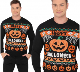 Suéter masculino de abóbora de Halloween Suéter masculino de abóbora de Halloween