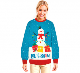 Jersey Navideño Muñeco de Nieve con Luces para adulto