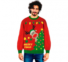 Jersey Navideño Renito con Luces para adulto