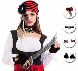 Kit Pirata: Touca, Gargantilha, Brincos e Luvas Kit Pirata: Touca, Gargantilha, Brincos e Luvas