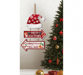 Placa de Fábrica de Presentes e Aldeia de Natal 36x24 cm Placa de Fábrica de Presentes e Aldeia de Natal 36x24 cm