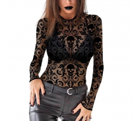 Camisa feminina com caveira vazada Camisa feminina com caveira vazada