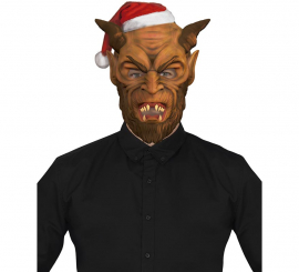 Máscara de Demônio Krampus com Chapéu de Papai Noel Máscara de Demônio Krampus com Chapéu de Papai Noel