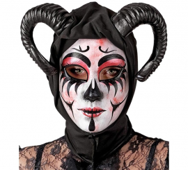 Máscara de Demonio Mujer con Capucha Comedia de Arte