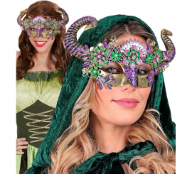 Máscara de Diablo Teatral con Flores