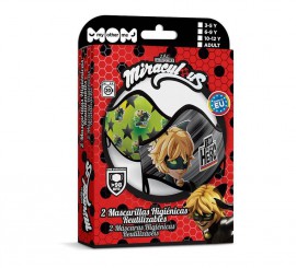 Máscara higiênica para crianças Cat Noir Pack de 2