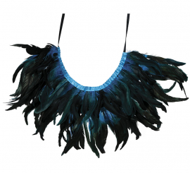 Meia Capa Adulto de Penas Azul e Preta Meia Capa Adulto de Penas Azul e Preta