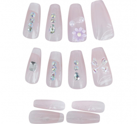 Pack de 12 Uñas con Pedrería para mujer