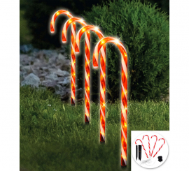 Pack de 4 Bastones de Caramelo con Led de 47 cm