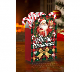 Pacote de 6 sacos de papel para bombons de Papai Noel medindo 16,5x11 cm Pacote de 6 sacos de papel para bombons de Papai Noel medindo 16,5x11 cm
