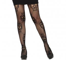 Meia-calça feminina com grade de caveira Meia-calça feminina com grade de caveira