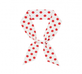 White Sevillana scarf with red polka dot 46x46 cm