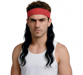 Peluca Castaña con Cinta roja