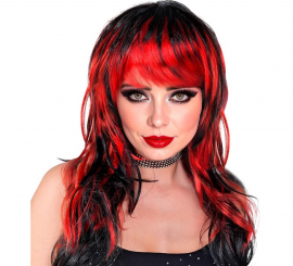 Peluca de Vampiresa negra y roja