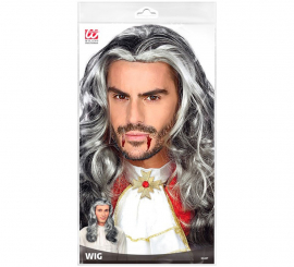 Peruca longa de vampiro preta e branca Peruca longa de vampiro preta e branca