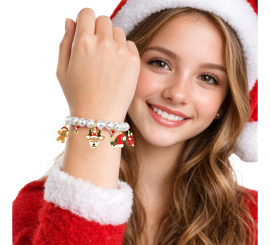 Pulsera blanca con Colgantes Navideños
