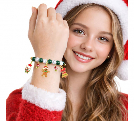 Pulsera roja y verde con Colgantes de Muñeco de Jengibre